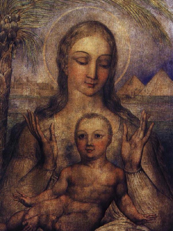 Blake, William madonnan med jed jesusbarnet i egypten France oil painting art